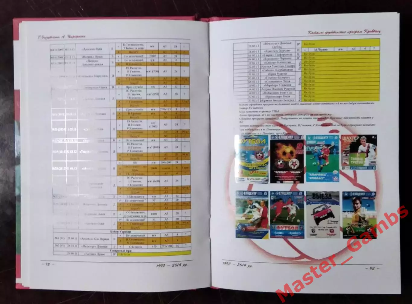 Беззубченко, Пироженко - Каталог футбольных программ Кривбасса (в 2-х т.) 2014 6