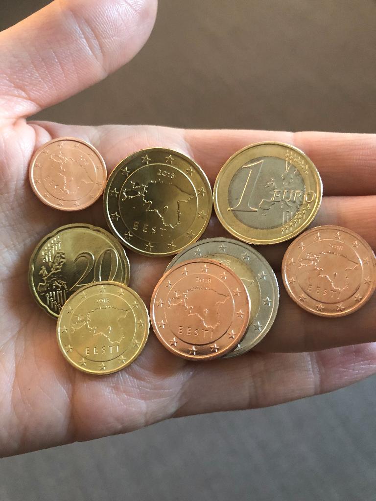 Эстония.8 монет всех номиналов евро и евроцентов.2018.UNC