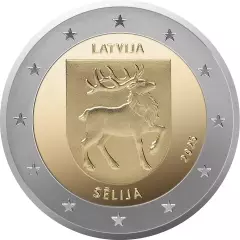 Латвия. 2 евро.2025 .Герб.Лось. Состояние UNC ( из банковского рула).