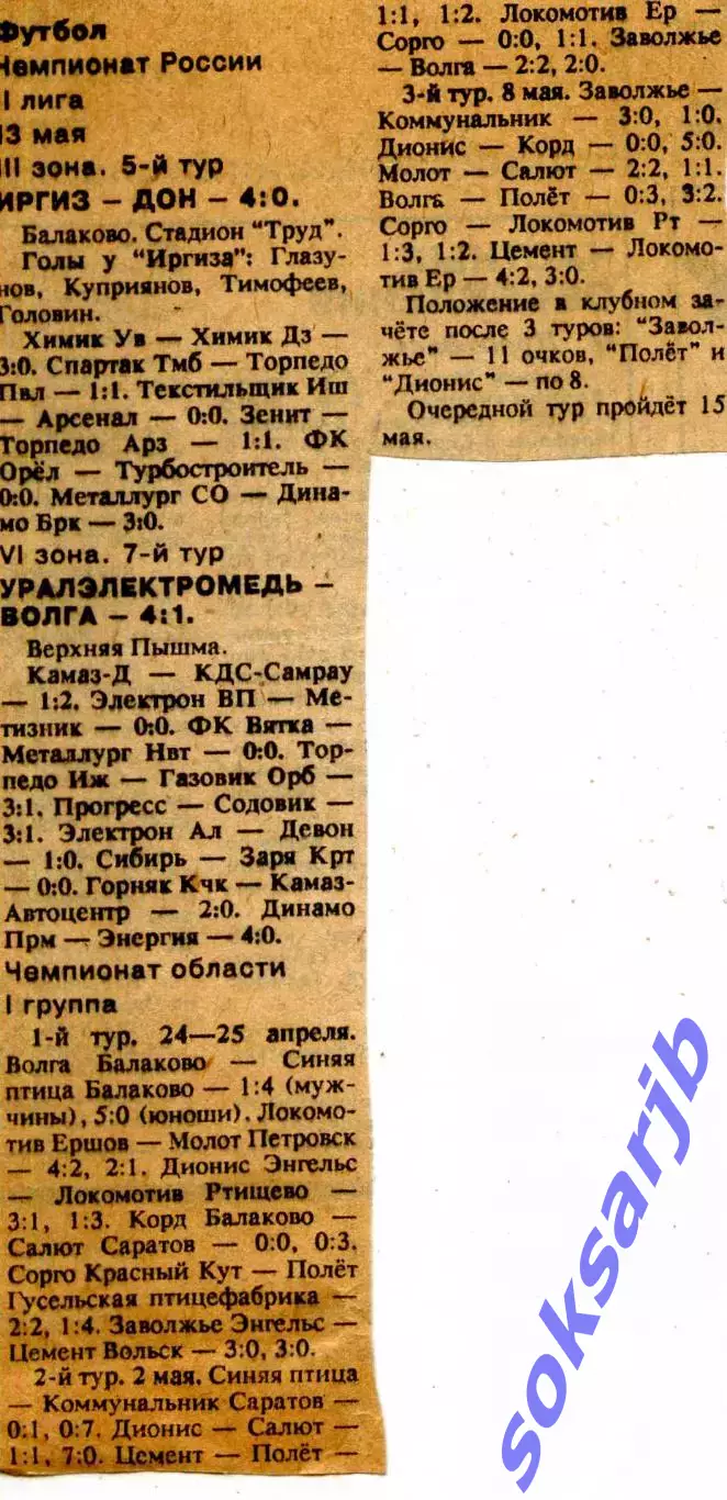 1993. Иргиз Балаково - Дон Новомосковск. Уралэлектромедь - Волга Балаково.