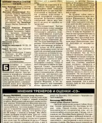 Газетный отчет матча 1997.10.18. Балтика Калининград - Крылья Советов Самара.