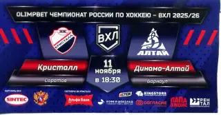 2025.11.11. Кристалл Саратов - Динамо-Алтай Барнаул. Билет.