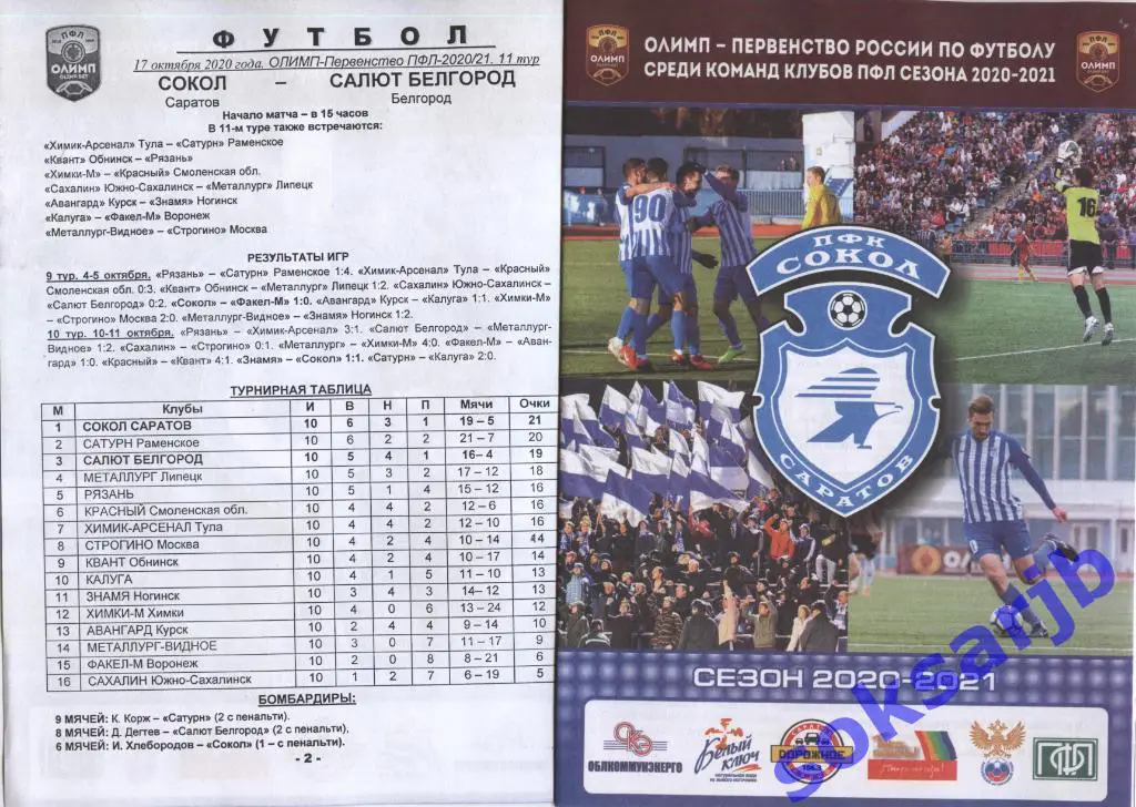 2020.10.17. Сокол Саратов - Салют Белгород.