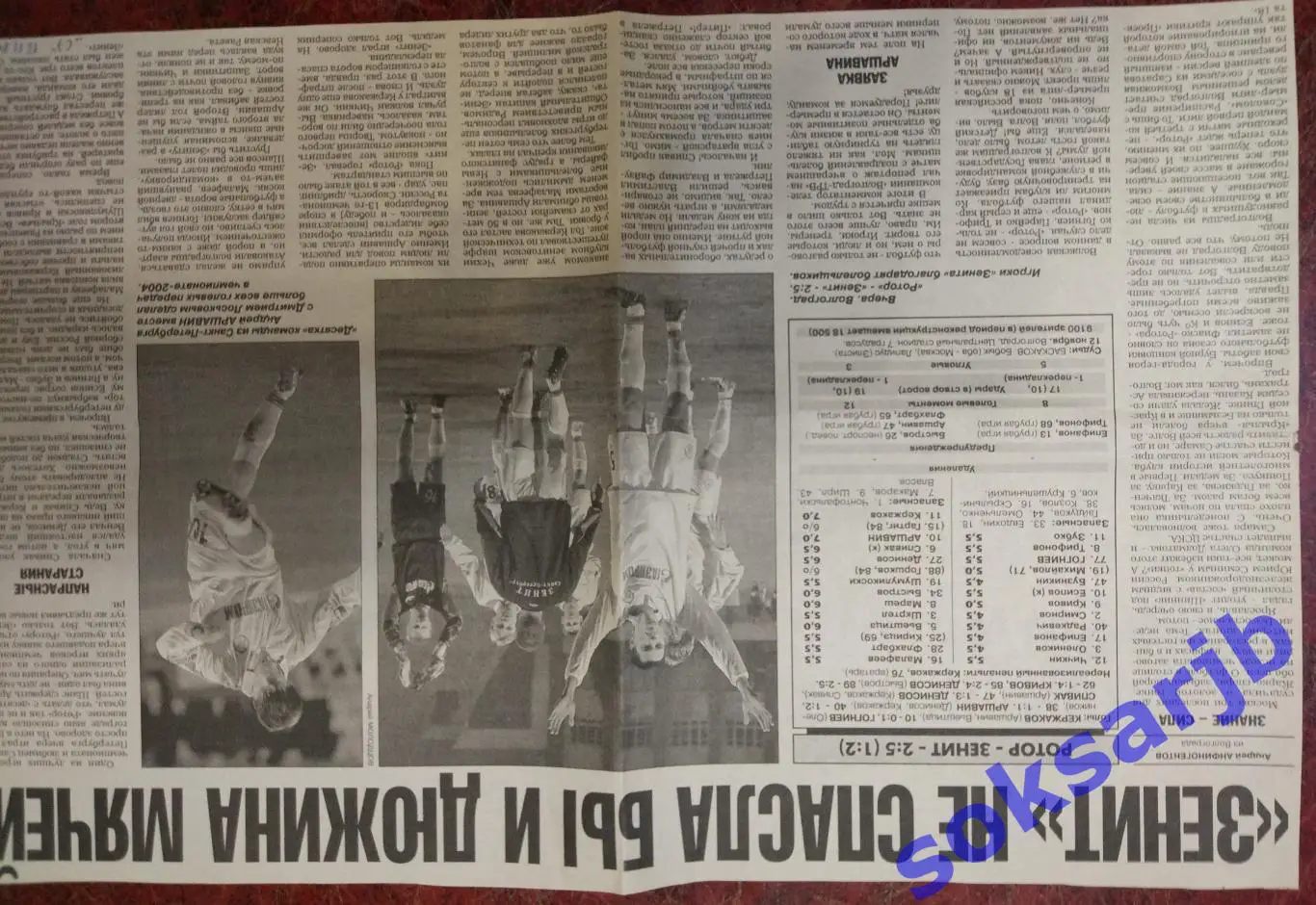 2004. Газетный отчет Ротор Волгоград - Зенит Санкт-Петербург.