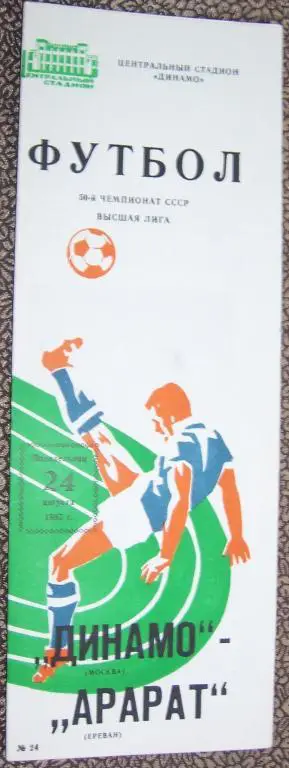 Программа Динамо Москва - Арарат Ереван 24.08.1987