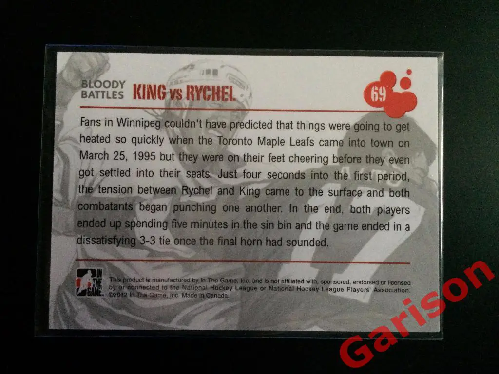 Карточка Kris King / Warren Rychel Bloody Battles ITG Enforcers 1