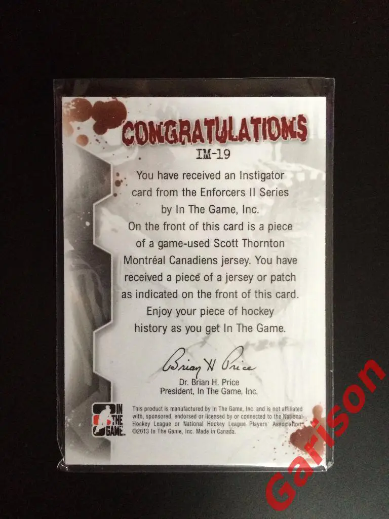 Карточка Scott Thornton Instigator ITG Enforcers II 1