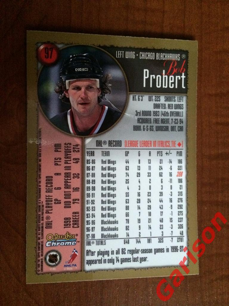 Карточка Bob Probert 1