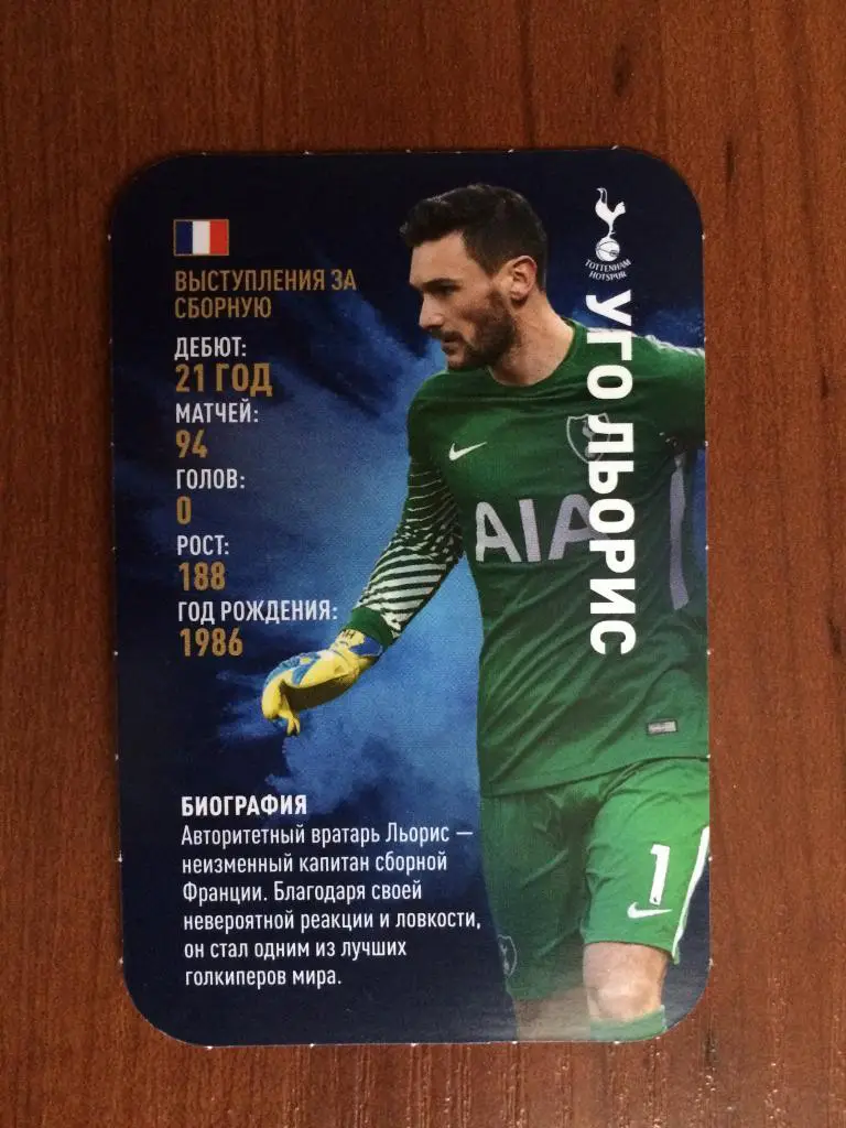 Карточка Уго Льорис Тоттенхэм TOP TRUMPS Звёзды мирового футбола 2018