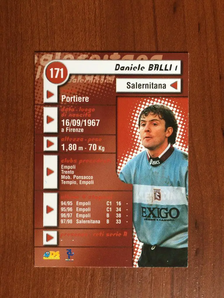 Карточка Daniele Balli Salernitana серия DS Pianeta Calcio 1998-1999 № 171 1