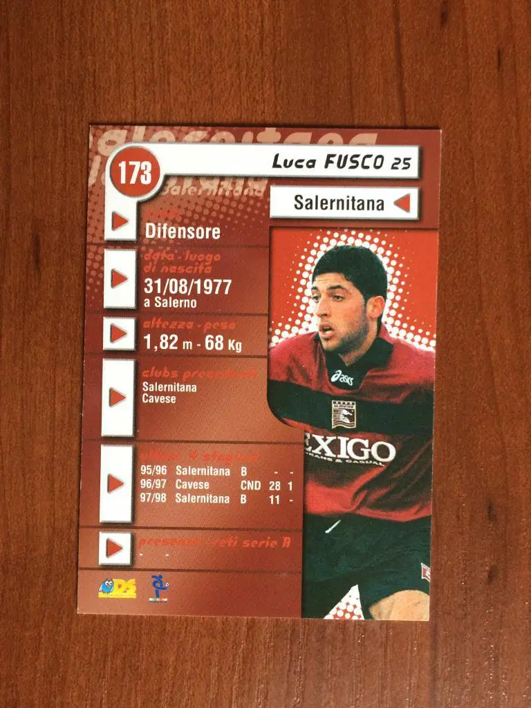 Карточка Luca Fusco Salernitana серия DS Pianeta Calcio 1998-1999 № 173 1