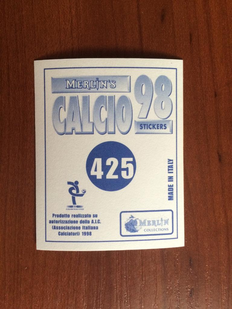 Наклейка MERLIN Итальянский Футбол 1997-1998 Cagliari emblem № 425 1