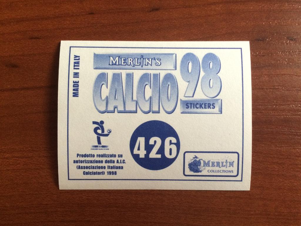 Наклейка MERLIN Итальянский Футбол 1997-1998 Cagliari team № 426 1