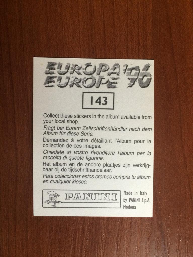 Наклейка PANINI Чемпионат Европы 1996 Zanko Zvetanov № 143 1