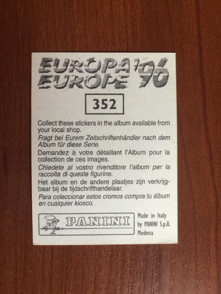 Наклейка PANINI Чемпионат Европы 1996 Mario Stanic № 352 1