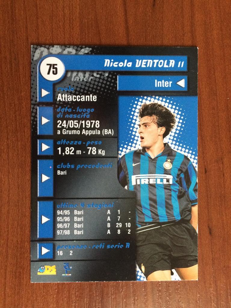 Карточка Nicola Ventola Inter серия DS Pianeta Calcio 1998-1999 № 75 1