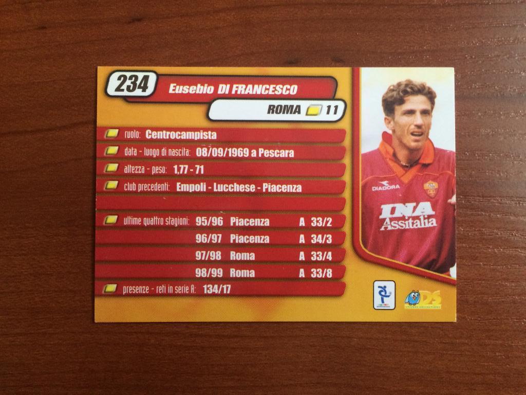 Карточка DS Pianeta Calcio 1999-2000 Eusebio Di Francesco № 234 1