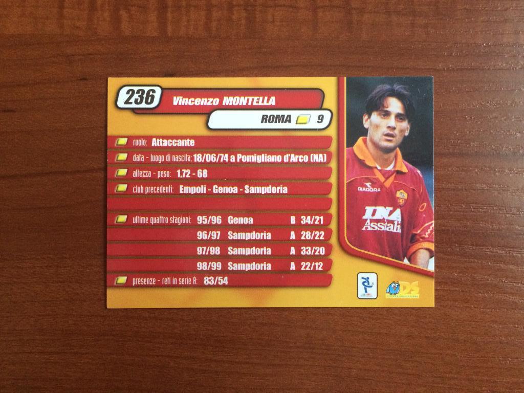 Карточка DS Pianeta Calcio 1999-2000 Vincenzo Montella № 236 1