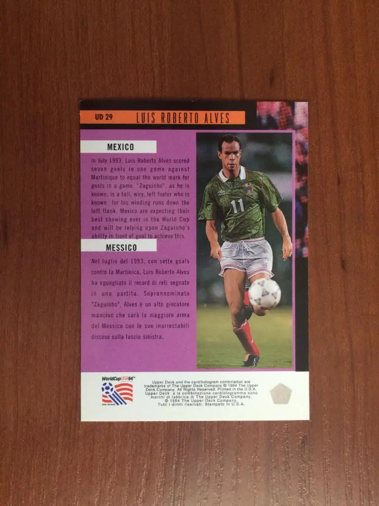Карточка Upper Deck World Cup USA 1994 Luis Roberto Alves № UD29 1