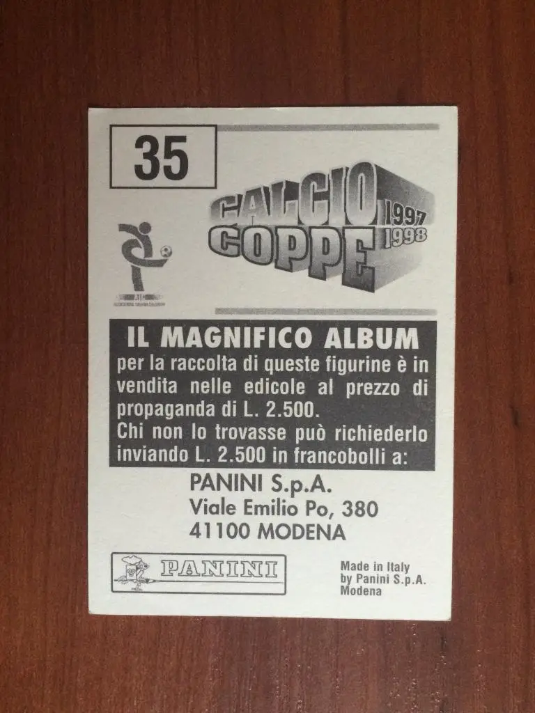Наклейка Panini Calcio Coppe 1997-1998 Tifoseria № 35 1