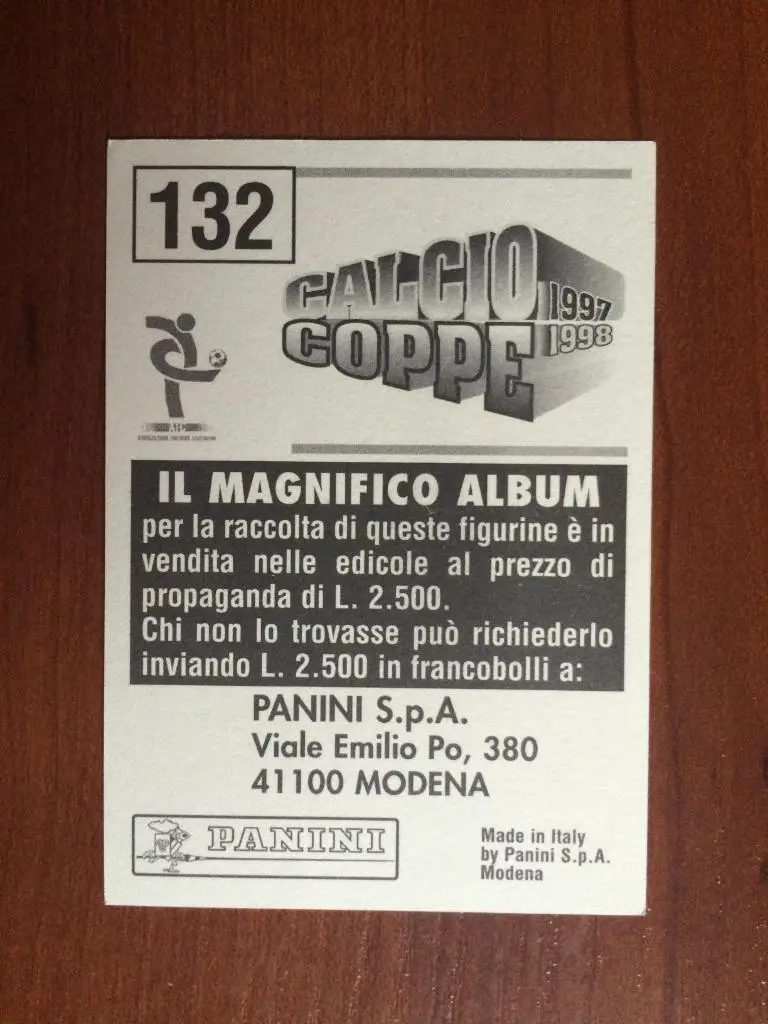 Наклейка Panini Calcio Coppe 1997-1998 Tifoseria № 132 1