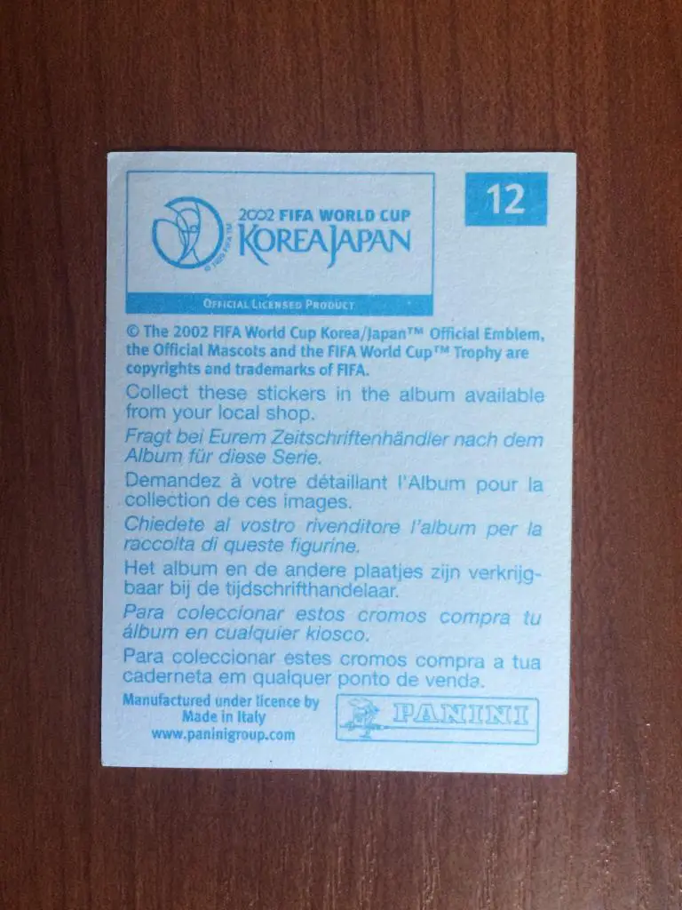 Наклейка PANINI Чемпионат Мира 2002 Seogwipo - Jeju World Cup Stadium № 12 1