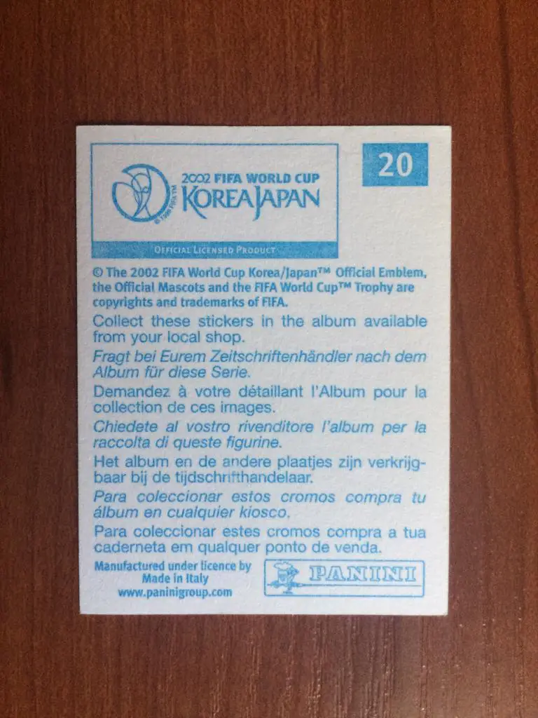 Наклейка PANINI Чемпионат Мира 2002 Oita - Stadium Big Eye № 20 1