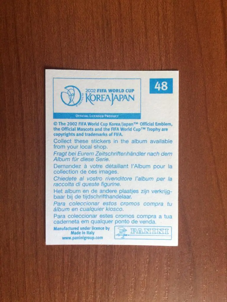 Наклейка PANINI Чемпионат Мира 2002 Lamine Diatta № 48 1