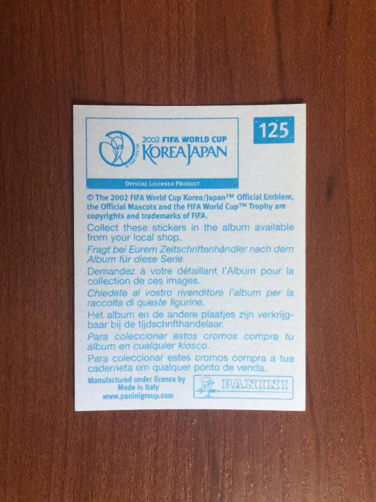 Наклейка PANINI Чемпионат Мира 2002 Miran Pavlin № 125 1