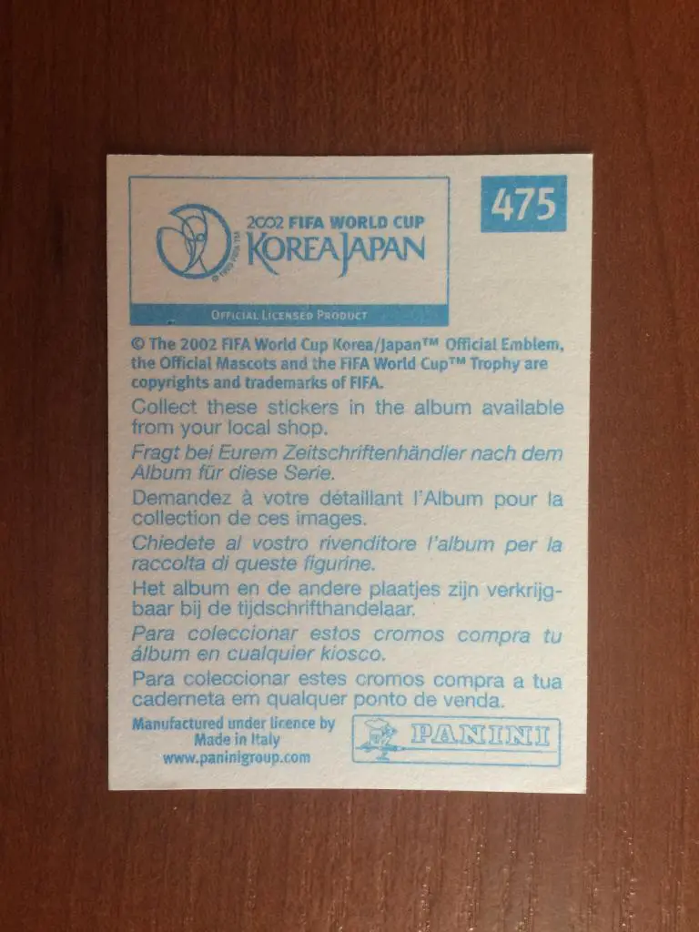Наклейка PANINI Чемпионат Мира 2002 Team Photo Hrvatska № 475 1