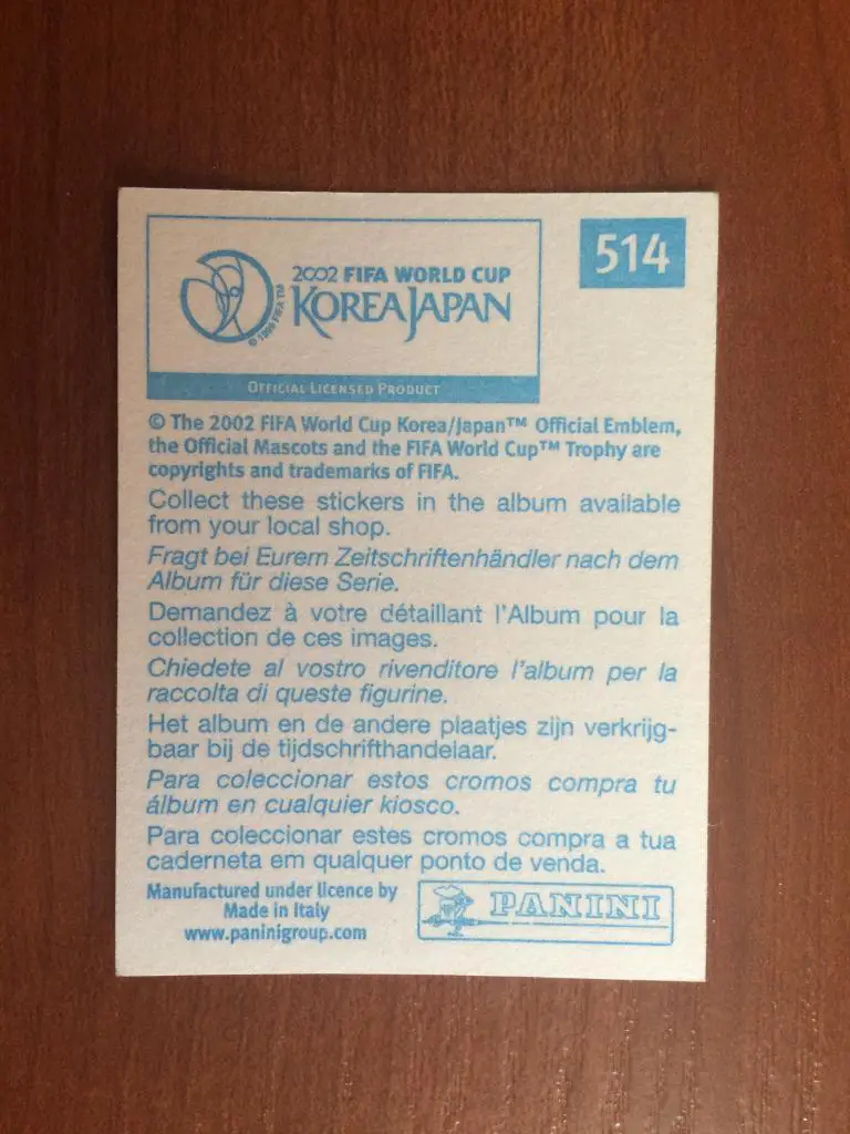 Наклейка PANINI Чемпионат Мира 2002 Team Photo Ecuador № 514 1