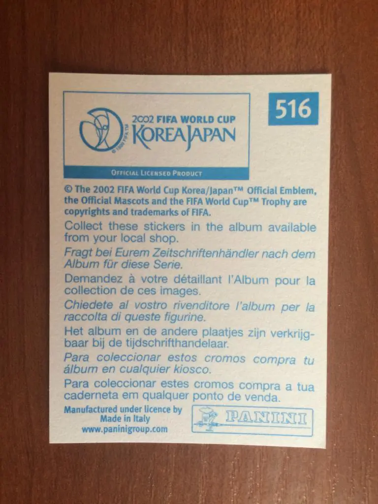 Наклейка PANINI Чемпионат Мира 2002 Marlon Ayovi/Alfonso Obregon № 516 1