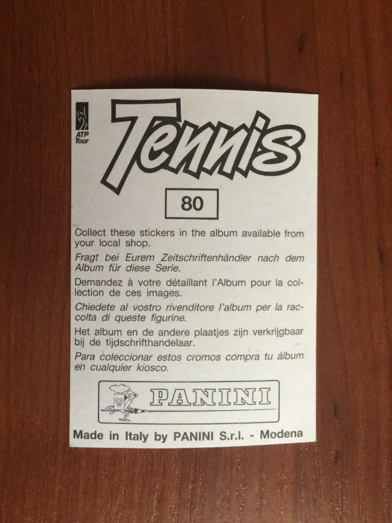 Наклейка PANINI Теннис 1994 Andres Gomez № 80 1