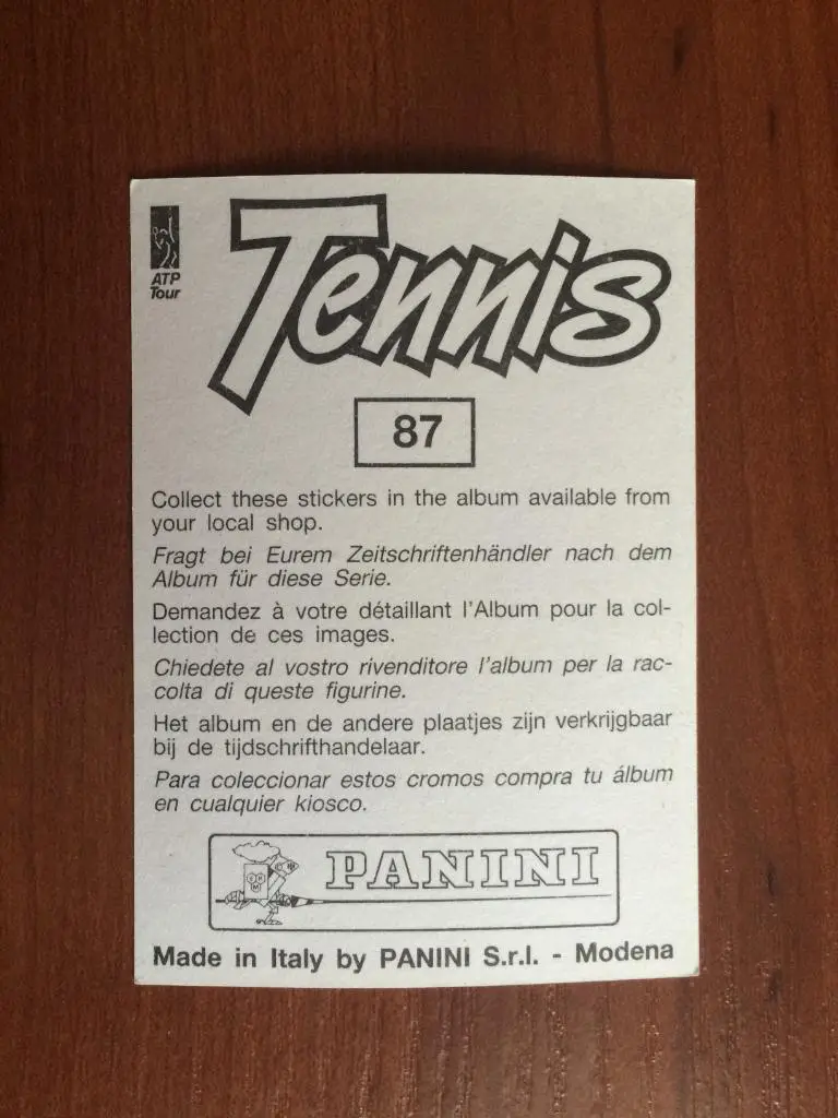 Наклейка PANINI Теннис 1994 Tomas Hogstedt № 87 1