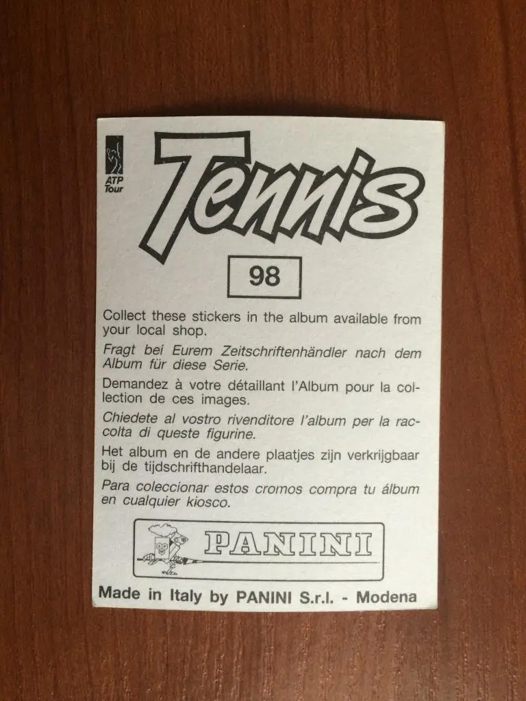 Наклейка PANINI Теннис 1994 Ramesh Krishnan № 98 1