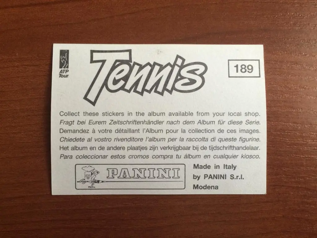 Наклейка PANINI Теннис 1994 Volley - Pete Sampras № 189 1