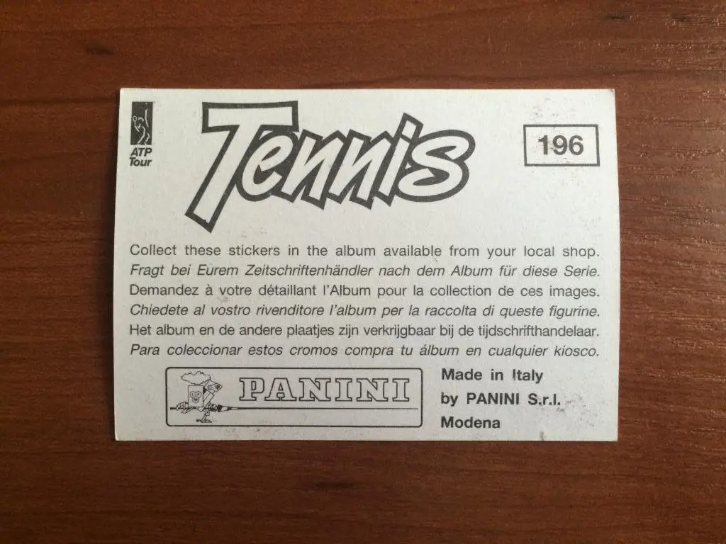 Наклейка PANINI Теннис 1994 Return To Serve - Andre Agassi № 196 1