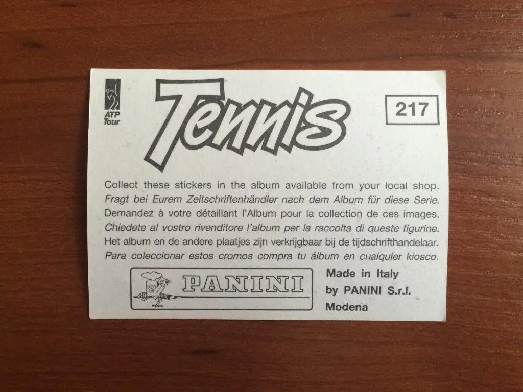 Наклейка PANINI Теннис 1994 Jay Berger № 217 1