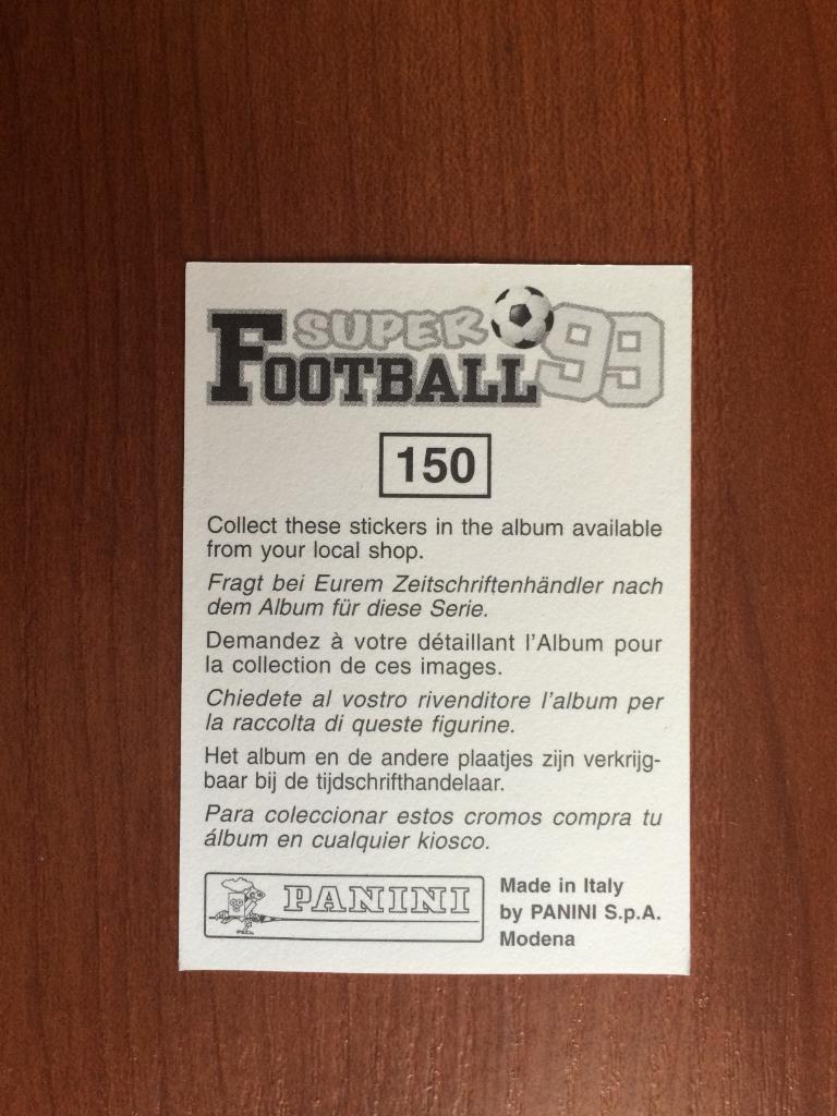 Наклейка PANINI Супер Футбол 99 David Trezeguet № 150 1