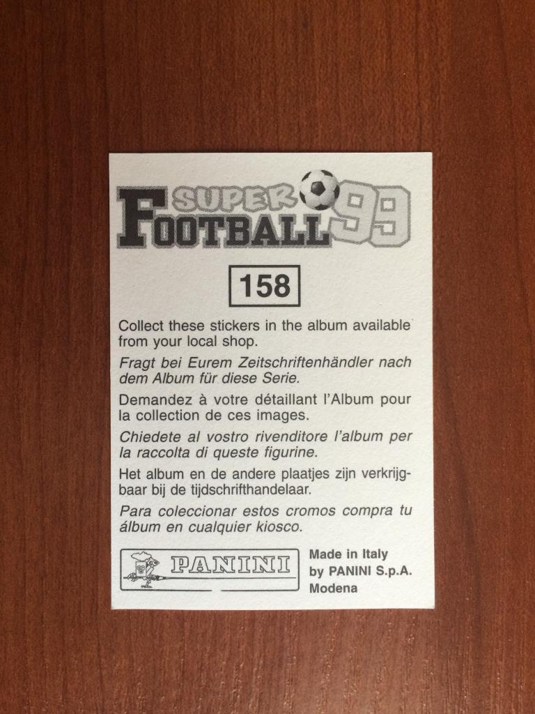 Наклейка PANINI Супер Футбол 99 Marcelo Danubio Zalayeta № 158 1