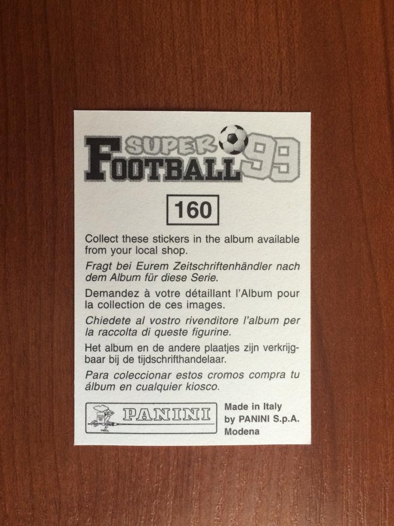 Наклейка PANINI Супер Футбол 99 Marcelo Faustino Asprilla № 160 1