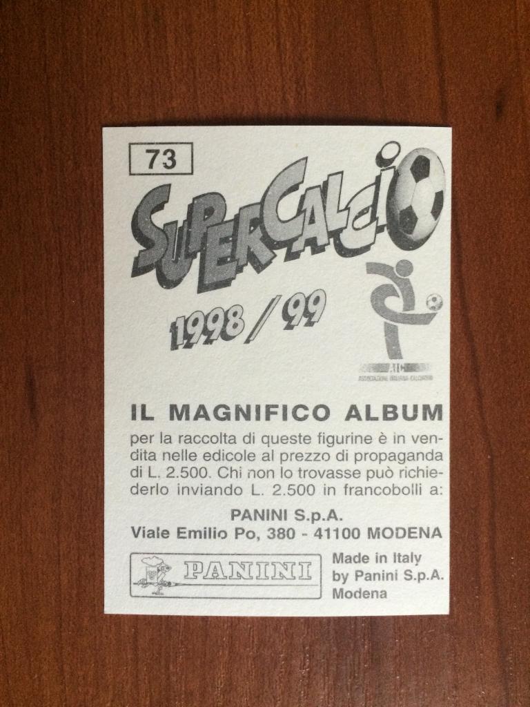 Наклейка PANINI Supercalcio 1998-1999 Сержиу Кончейкао № 73 1