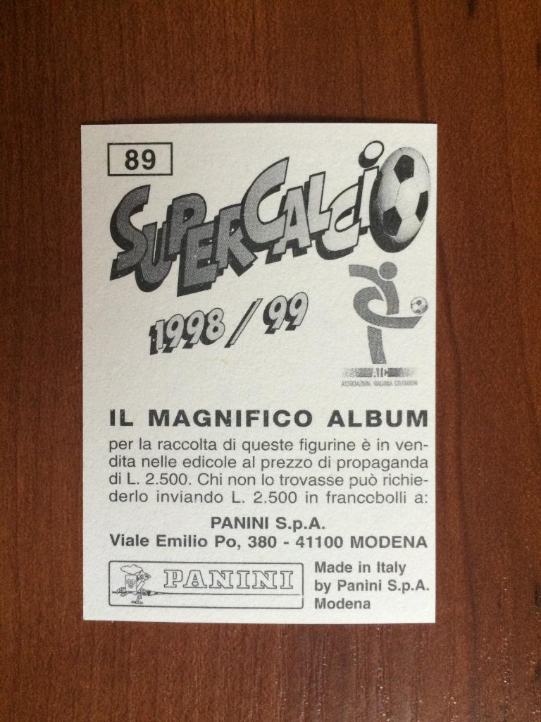Наклейка PANINI Supercalcio 1998-1999 Арон Винтер № 89 1