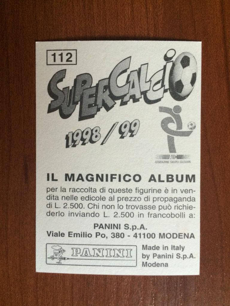 Наклейка PANINI Supercalcio 1998-1999 Марко Скенарди № 112 1