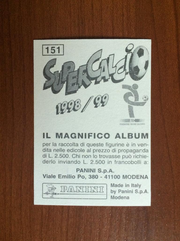 Наклейка PANINI Supercalcio 1998-1999 Патрик Мбома № 151 1