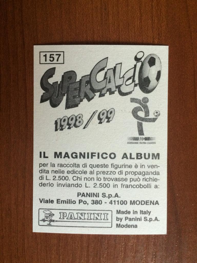 Наклейка PANINI Supercalcio 1998-1999 Руджеро Риццители № 157 1