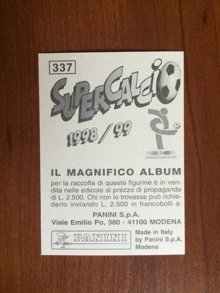 Наклейка PANINI Supercalcio 1998-1999 Капушу № 337 1