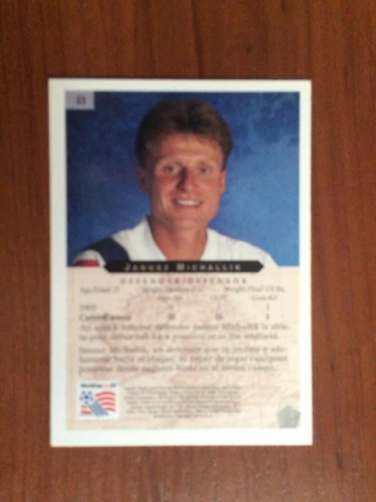 Карточка 1994 Upper Deck World Cup English/Spanish Janusz Michallik № 23 1