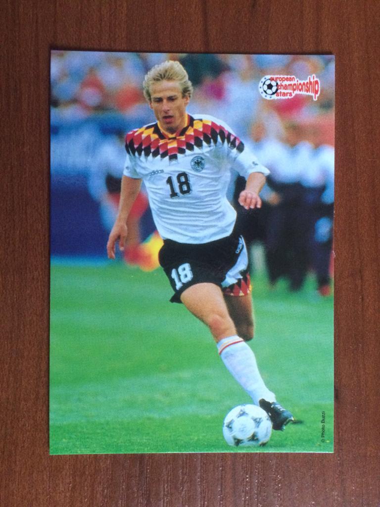 Карточка Jurgen Klinsmann PLASCOT European Championship Stars 1996 № 121
