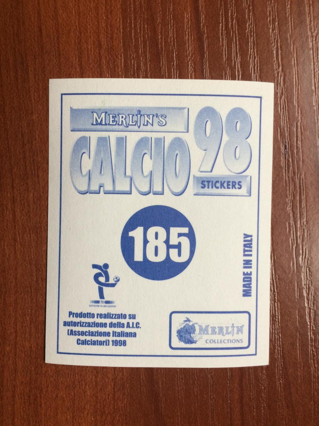 Наклейка MERLIN Итальянский Футбол 1997-1998 Nicola Amoruso № 185 1